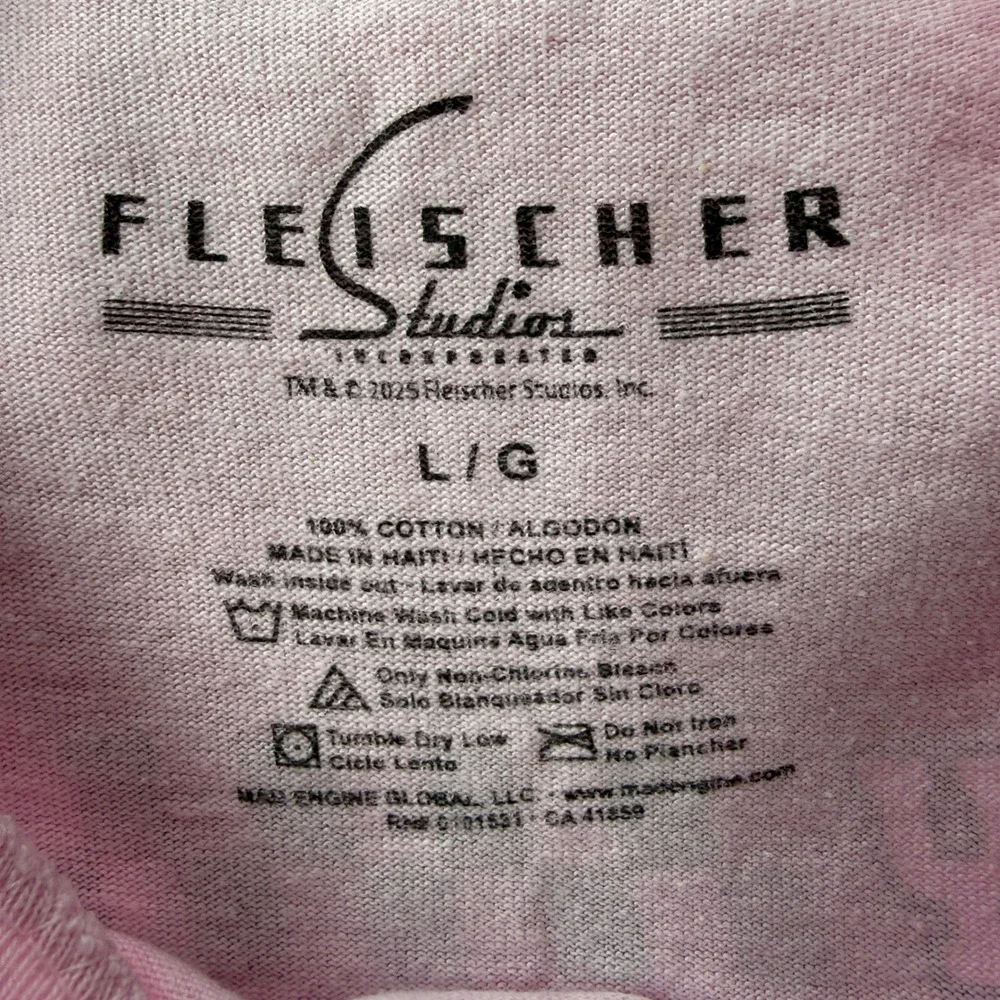 Fleischer Studios Betty Boop Pink Graphic‎ T-Shirt Mens Large Racing Car Retro L